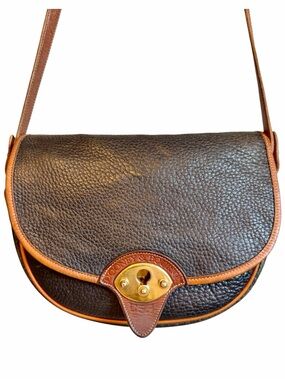 Vintage Dooney & Bourke Cavalry Trooper Bag AWL Crossbody Black British Tan USA